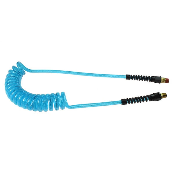 Flexeel Coil 3/8" ID x 10 ' 3/8" MPT Rigid x Swivel Transparent Blue
